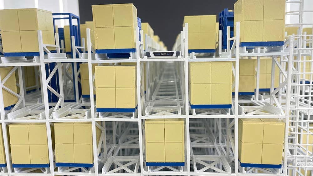 Zikoo Robotics Solution3：u Bot Omnidirectional Stacker Robot R Bot Smart Four Way Pallet Shuttle Sandbox4