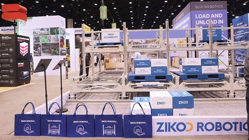 Zikoo Robotics six-way shuttle demonstrating Automated Storage and Retrieval System and Automatic 3D warehouse dense storage solutions