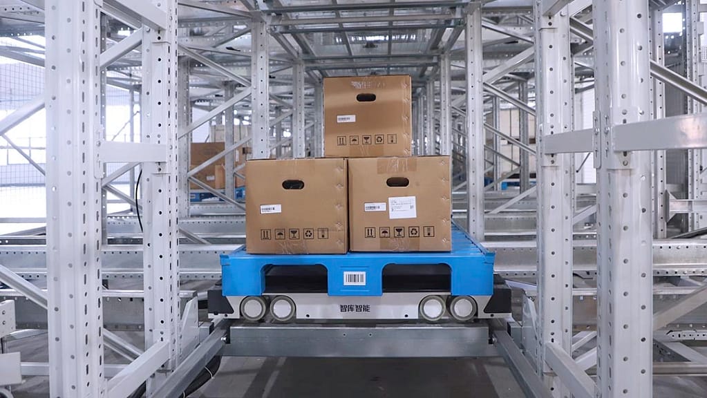 Zikoo Robotics four-way shuttle for dense storage and automated storage retrieval system in automatic 3D warehouse