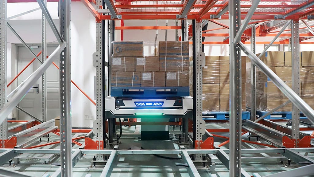 Zikoo Robotics six-way shuttle improving dense storage efficiency in automated storage retrieval system for pharmaceuticals