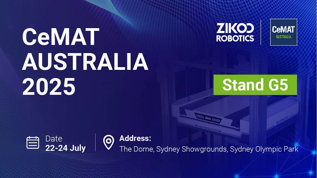 Zikoo Robotics presenting four-way shuttle and six-way shuttle for Automated Storage and Retrieval System in Automatic 3D warehouse at overseas expo