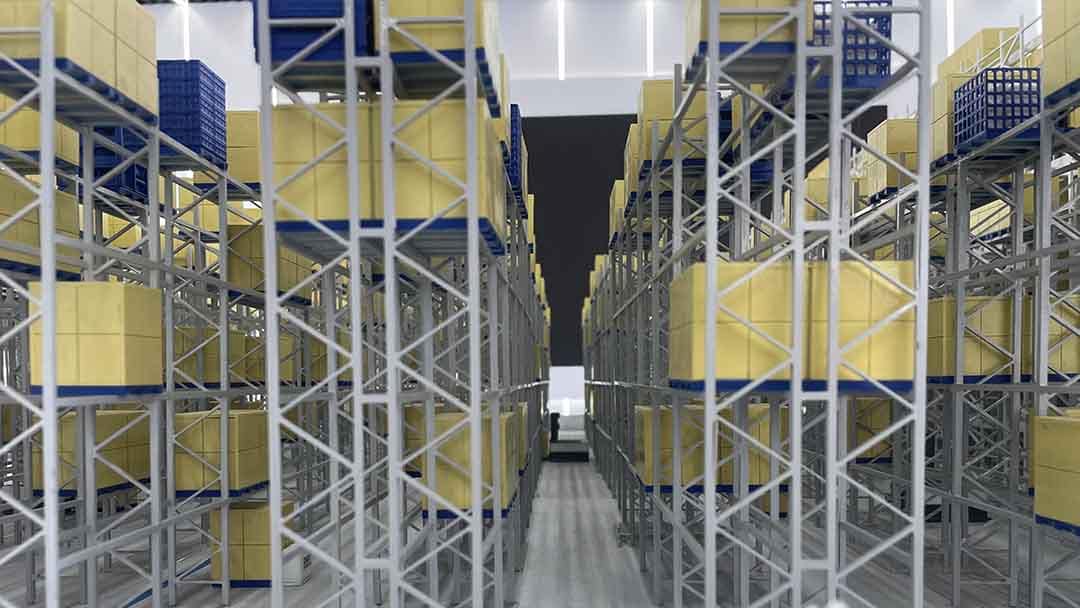 Zikoo Robotics narrow aisle storage system using four-way shuttles to increase pallet density and warehouse capacity