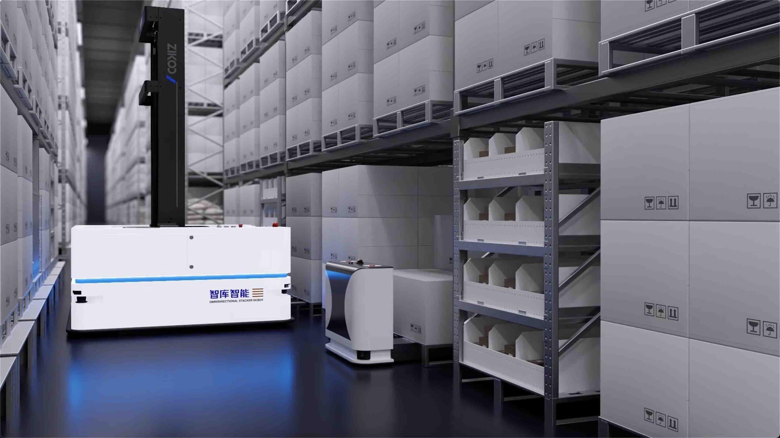 Zikoo Robotics narrow aisle automated picking system for optimized order fulfillment in automatic 3D warehouse