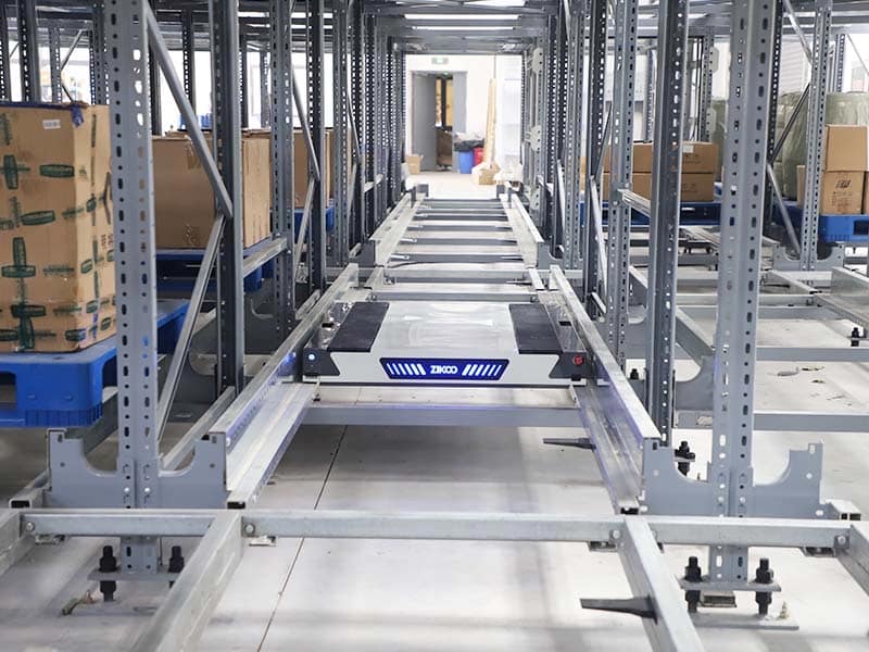 Zikoo Robotics four-way shuttle for dense storage and automated storage retrieval system in automatic 3D warehouse