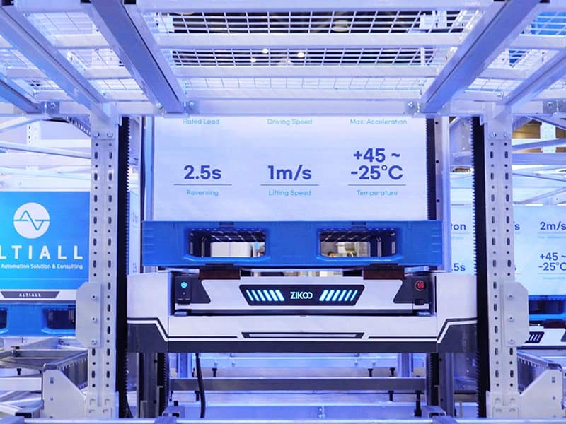 Zikoo Robotics six-way shuttle demonstrating Automated Storage and Retrieval System and Automatic 3D warehouse dense storage solutions