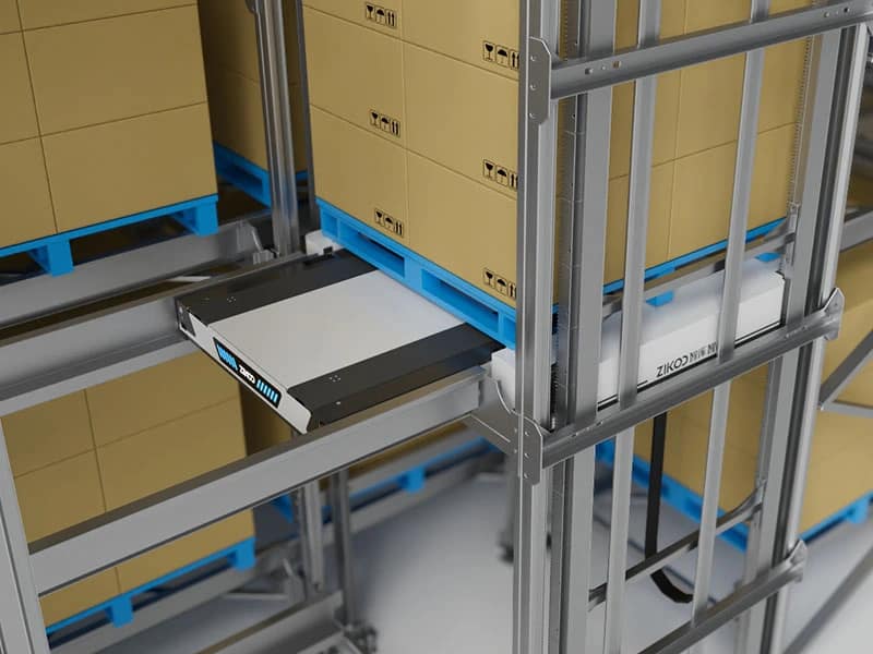Zikoo Robotics Four-way shuttle for dense storage and Automated Storage and Retrieval System in Automatic 3D warehouse